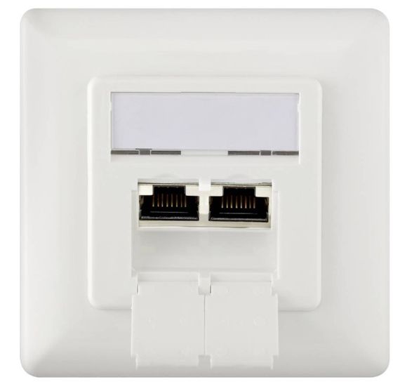 CAT 6 Wall Outlet, Shielded, 2X RJ45