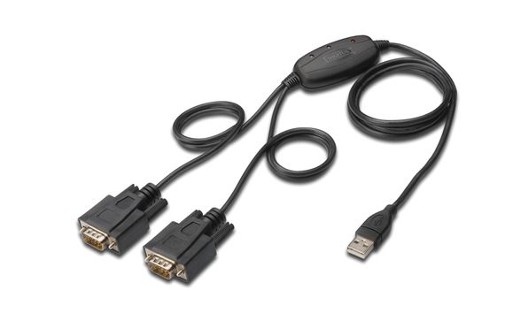 USB 2.0 - 2 x RS232 (Сері) перехідник, довжина 1.5 метра, підтримує Windows, Mac та Linux, швидкість передачі до 1Mbps