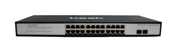 Beek 24-Port Gigabit Ethernet Switch with 2 SFP Slots, 24 x 10/100/1000Mbps Ports, Fanless Design