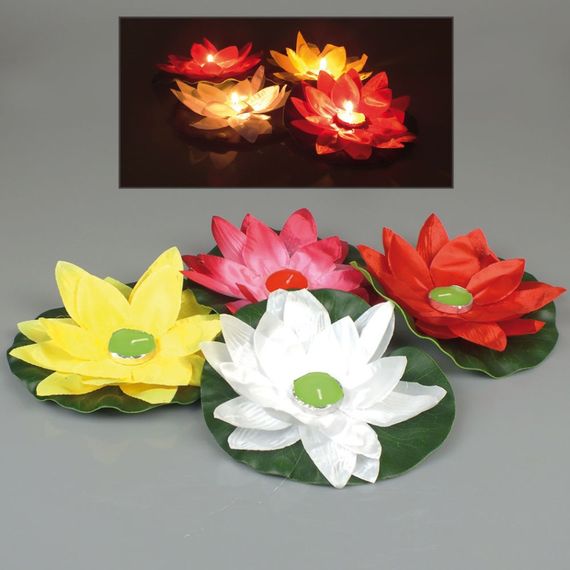 فوانيس الماء بزهور اللوتس، مضاءة بشمعة، مثالية للديكور في الحفلات والمناسبات، لا تغمر في الماء، مناسبة للاستخدام في أحواض السباحة