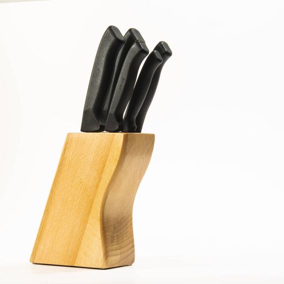 Набір ножів Pirge Ecco 38410, 5 предметів, чорний, з ергономічними ручками та блочним зберіганням, з нержавіючої сталі для професійної кухні