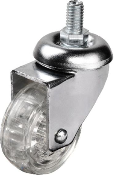 Широкий відалений колісо HTS 302 - 50x20 мм, прозора конструкція, для легких навантажень, зручний монтаж, безшумна робота для меблів і іграшок