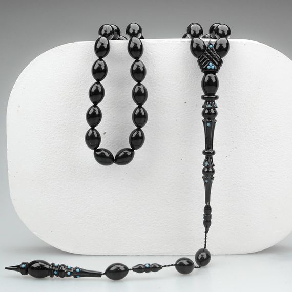 Oltu Taşı Özel Seri   İmame Oyma Mızrak  İşçilikli Tespih - photo 2