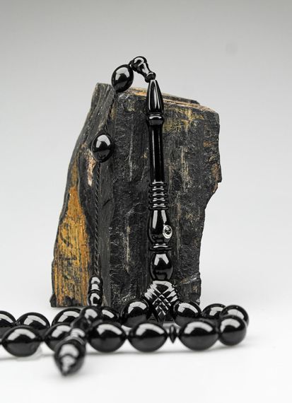 Oltu Taşı Özel Seri  Kelepçe İmame   İşçilikli Tespih - photo 3