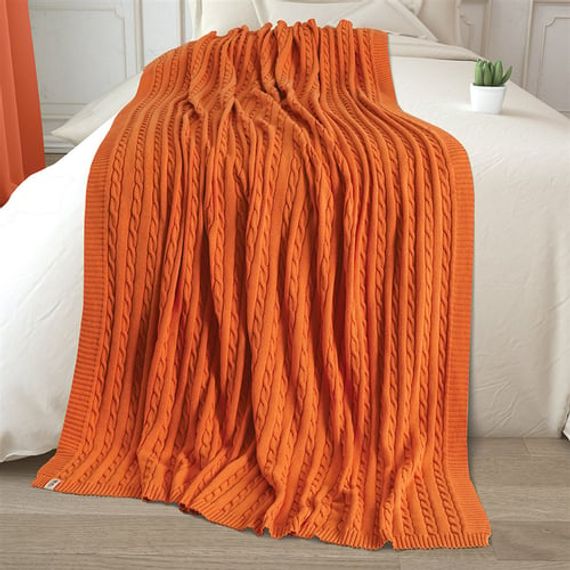 Оранжевое трикотажное одеяло из 100% органического хлопка для телевизора - фото 1