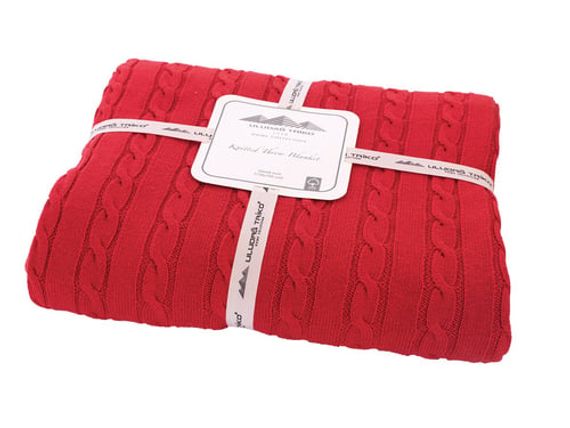 Красное трикотажное одеяло из 100 % органического хлопка для телевизора - фото 5