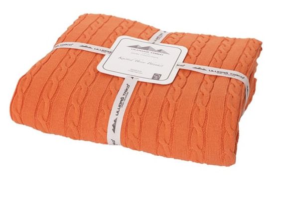 Оранжевое трикотажное одеяло из 100% органического хлопка для телевизора - фото 5