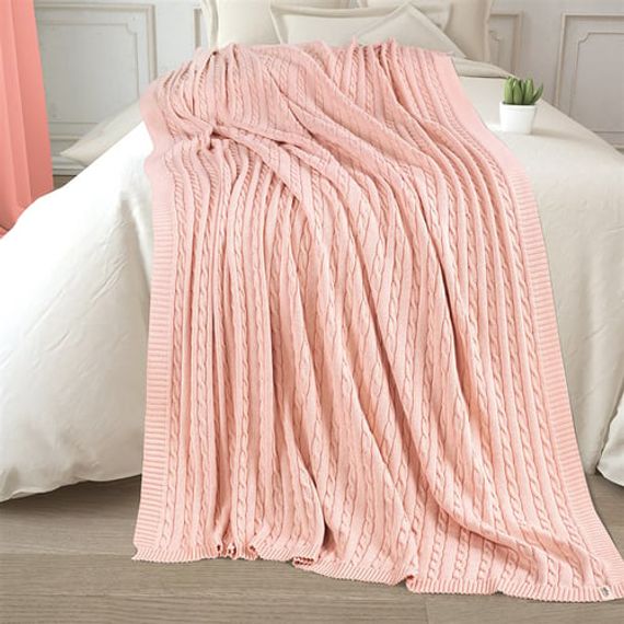 Розовое трикотажное одеяло из 100 % органического хлопка для телевизора - фото 1