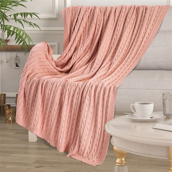 Розовое трикотажное одеяло из 100 % органического хлопка для телевизора - фото 5