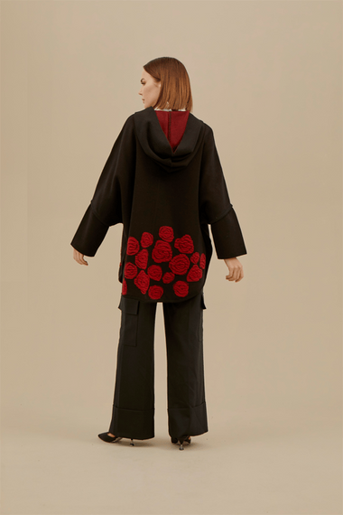 المعطف منقوشة الوردة النسائية - صورة 5