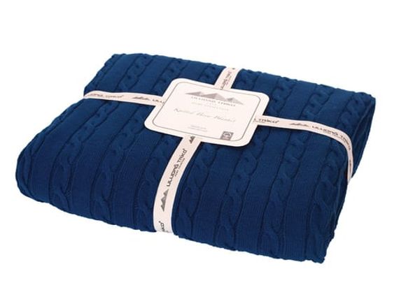 Navy Blue 100% Organic Cotton Knitwear TV Blanket - photo 5