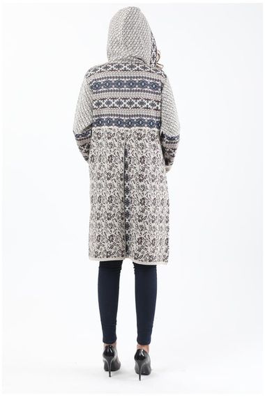 Women's Stone Patterned Hooded Cardigan - photo 4