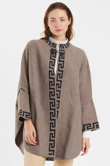 Mink Geometric Patterned Poncho - photo 1