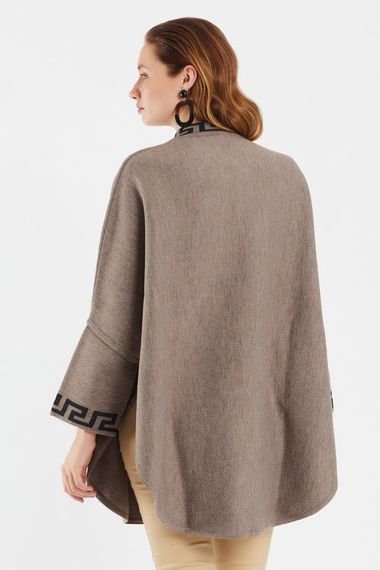 Mink Geometric Patterned Poncho - photo 4