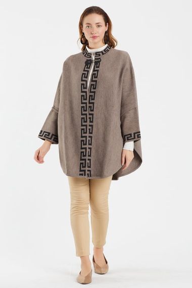 Mink Geometric Patterned Poncho - photo 2