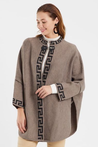 Mink Geometric Patterned Poncho - photo 3