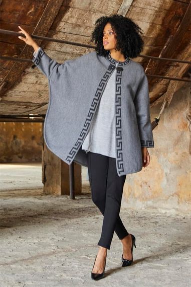 Smoked Geometric Patterned Poncho - photo 3