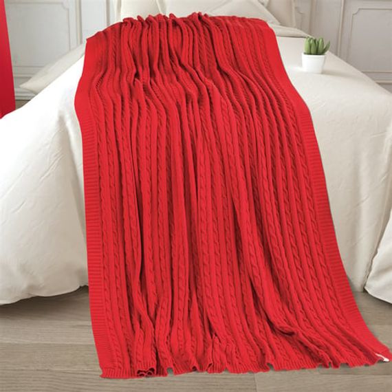 Red 100% Organic Cotton Knitwear TV Blanket - photo 1