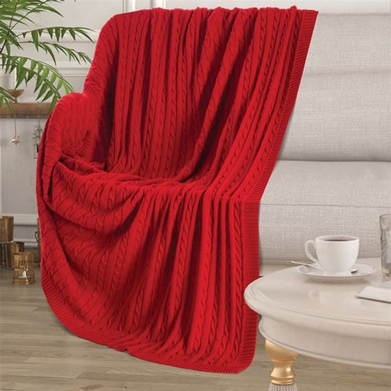 Red 100% Organic Cotton Knitwear TV Blanket - photo 4