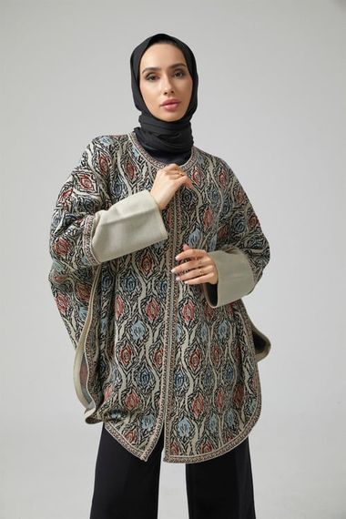 Women's Gray Stone Zippered Two Color Poncho - photo 1