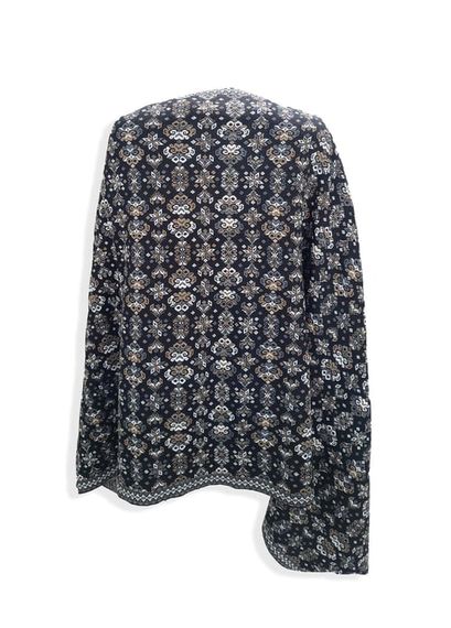 Women's Floral Black Kilim Pattern Shoulder Shawl