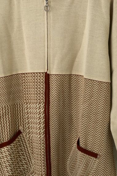 Women's Milk Brown Houndstooth Patterned Cardigan - photo 2