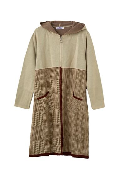 Women's Milk Brown Houndstooth Patterned Cardigan - photo 1