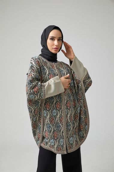 Women's Gray Stone Zippered Two Color Poncho - photo 3