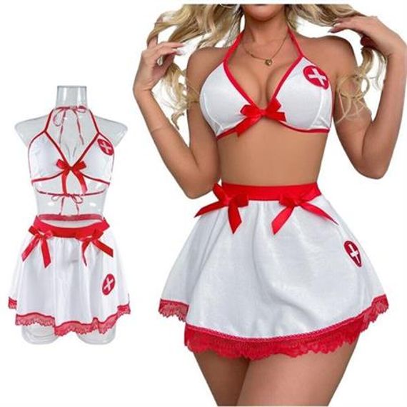 Маркано Фэнтезийный красно-белый костюм медсестры - фото 4
