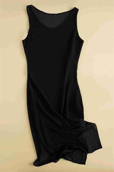 Стильне пляжне плаття-кімоно-кафтан у парео зі спеціальної тканини Markano чорного кольору - фото 3