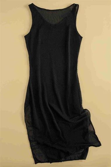 Стильне пляжне плаття-кімоно-кафтан у парео зі спеціальної тканини Markano чорного кольору - фото 2
