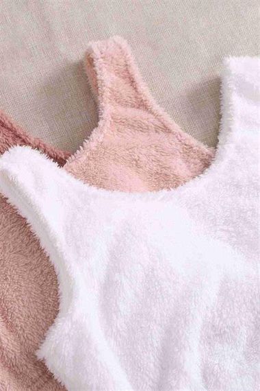 Markano 3 Piece Set Sleeveless Strap Plush Fleece Bottom Top Shorts Pajama Set Multi Color - photo 5