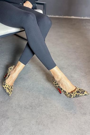 Lera Leopar Stiletto Kadın Topuklu Ayakkabı