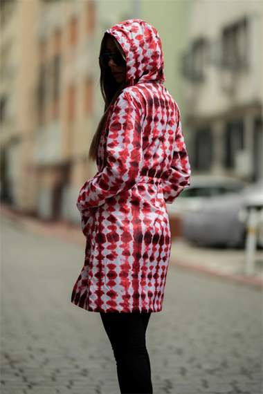 Markano Red Hooded Drawstrable Raincoat - photo 3