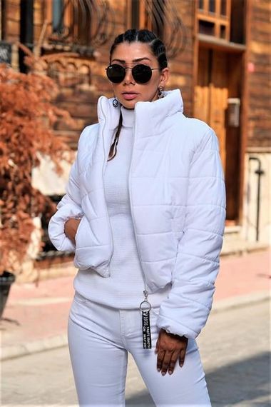 Markano White Stand Collar Waterproof Zipper Closure Short Puffer Coat - photo 1