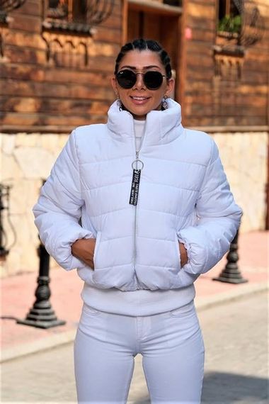 Markano White Stand Collar Waterproof Zipper Closure Short Puffer Coat - photo 4