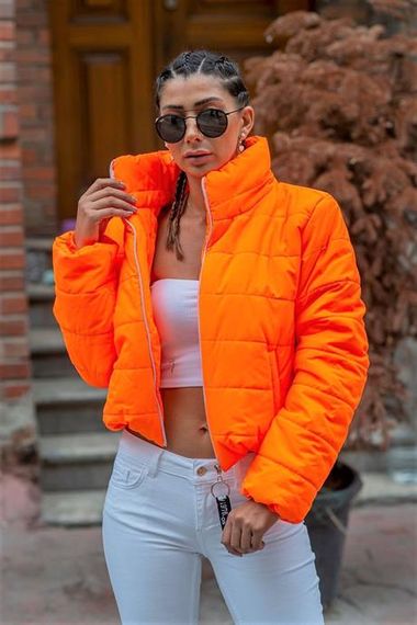 Markano Orange Stand-up Collar Waterproof Short Puffer Coat - photo 1