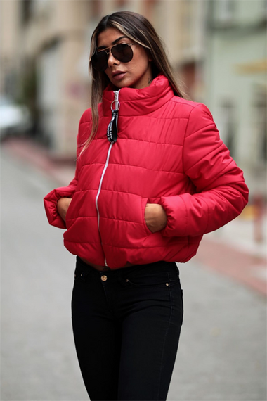 Markano Red Stand Collar Waterproof Short Puffer Coat - photo 3