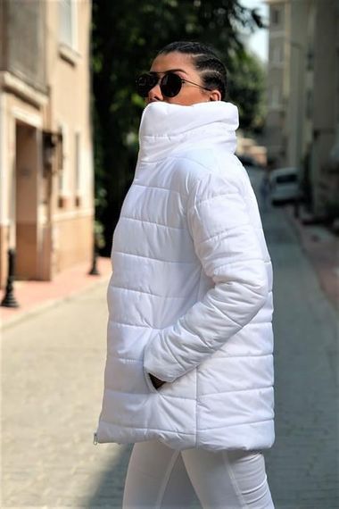 Markano White Stand-up Collar Long Puffer Coat - photo 2