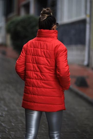 Markano Red Stand Collar Long Puffer Coat - photo 5