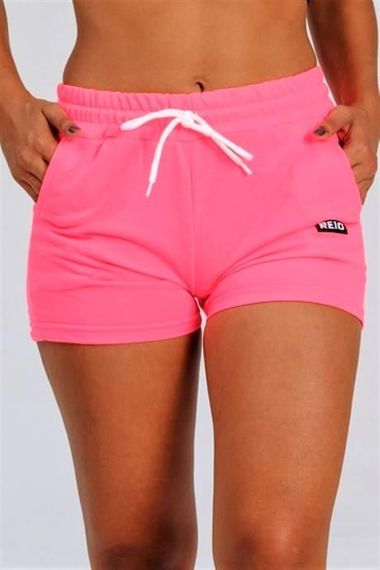 Markano Highlighter Pink Cotton Shorts with Elastic Waist, Lace-Up and Pocket - photo 5