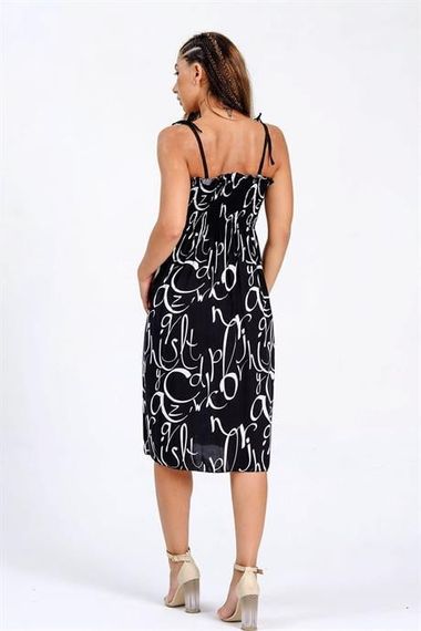 Markano Black Patterned Rope Strap Gimped Woven Dress - photo 4