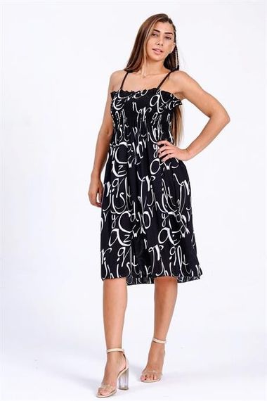 Markano Black Patterned Rope Strap Gimped Woven Dress - photo 5