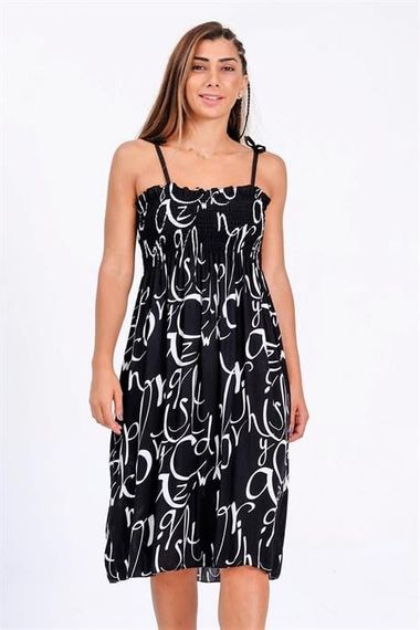 Markano Black Patterned Rope Strap Gimped Woven Dress - photo 2