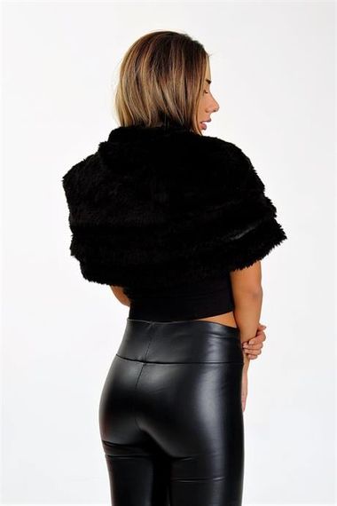 Markano Black Layered Brooch Fur Scarf Bolero - photo 4