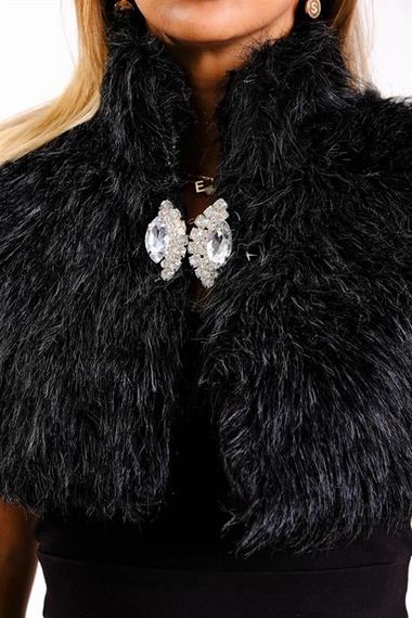 Markano Black Brooched Fur Scarf Bolero - photo 4