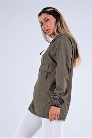 Markano Khaki Hooded Raincoat with Kangaroo Pocket - photo 4