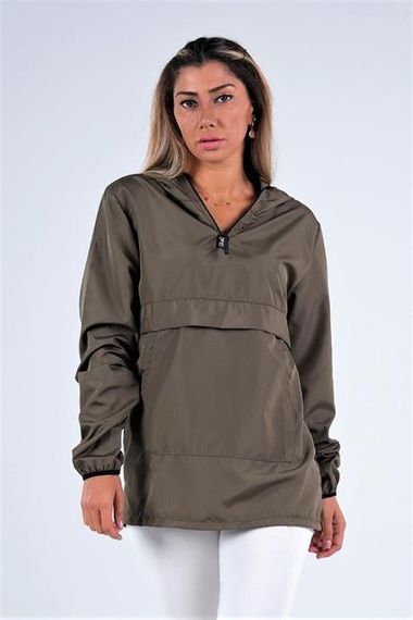 Markano Khaki Hooded Raincoat with Kangaroo Pocket - photo 2