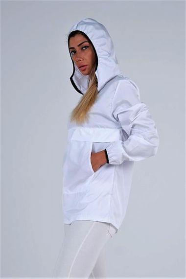 Markano White Hooded Raincoat with Kangaroo Pocket - photo 3