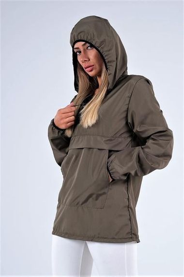 Markano Khaki Hooded Raincoat with Kangaroo Pocket - photo 1